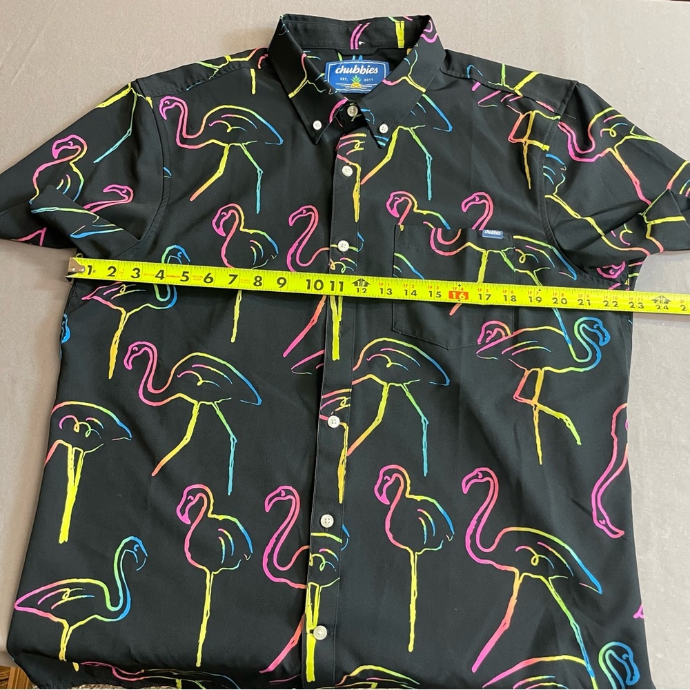 Chubbies Neon Flamingo short sleeved button down shirt XL - Picture 3 of 8